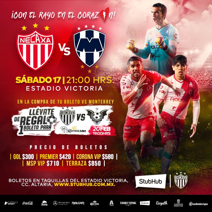 Precio boletos Necaxa vs Monterrey jornada 8 futbol mexicano